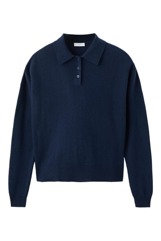 Pull-over maille col polo - Bleu marine