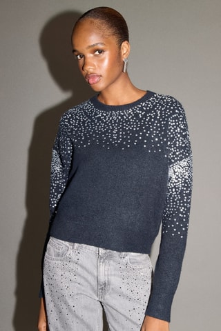 Pull-over maille sequins - Bleu marine