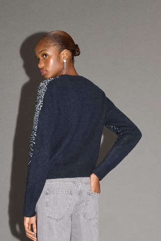 Pull-over maille sequins - Bleu marine