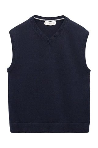 Gilet maille col V - Bleu