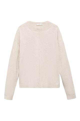 Pull-over en coton coutures décoratives - Beige