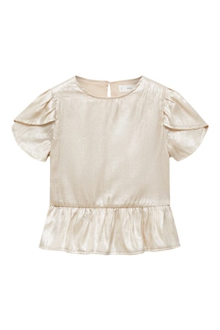 Blouse satinée manches courtes - Beige
