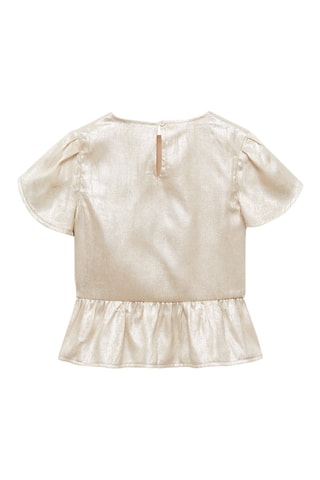 Blouse satinée manches courtes - Beige