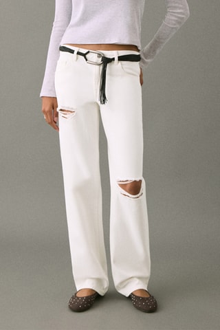 Jean straight-fit déchirures - Blanc