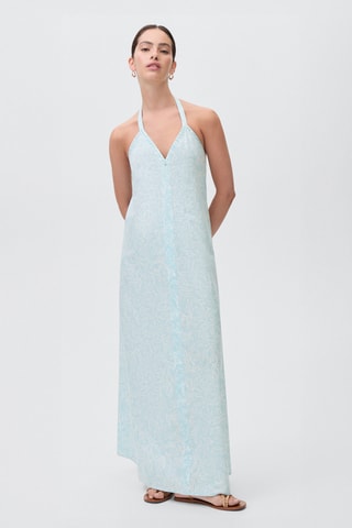 Robe longue perles - Turquoise