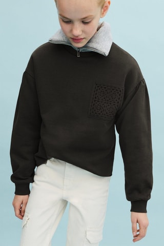 Sweat-shirt détail crochet - Gris