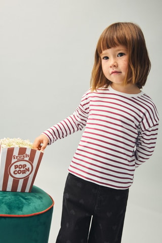 T-shirt coton à rayures - Rouge - Rouge