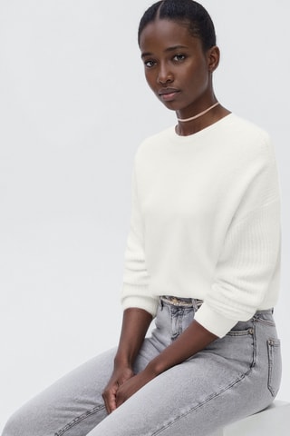 Pull-over maille manches longues - Blanc