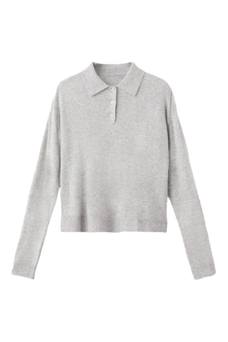 Pull-over col polo - Gris clair