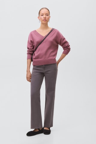 Pull-over maille col en V - Violet
