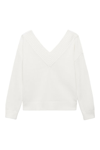 Pull-over maille col en V - Blanc