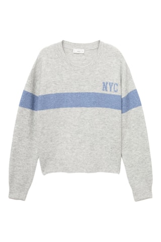 Pull-over brodé maille - Gris