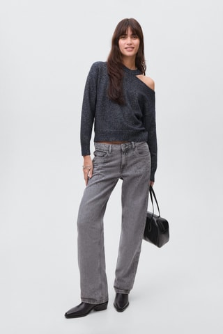 T-shirt cut-out Lurex - Bleu marine