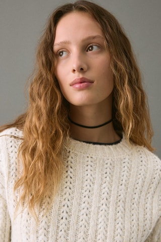 Pull-over maille crop - Écru