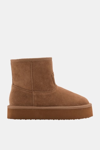 Bottines cuir et croûte de cuir - Beige