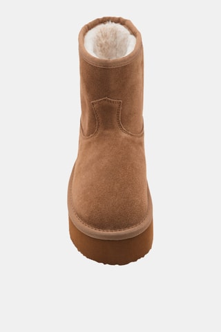 Bottines cuir et croûte de cuir - Beige