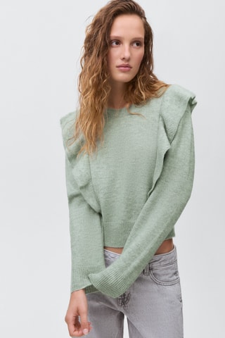 Pull-over maille volants - Vert
