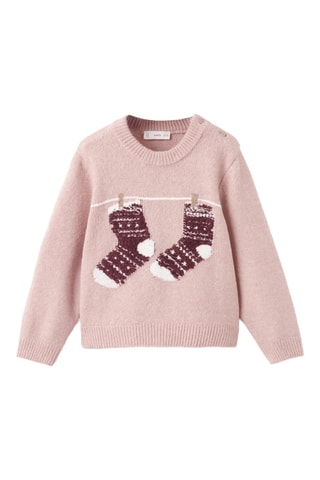 Pull-over brodé maille - Rose