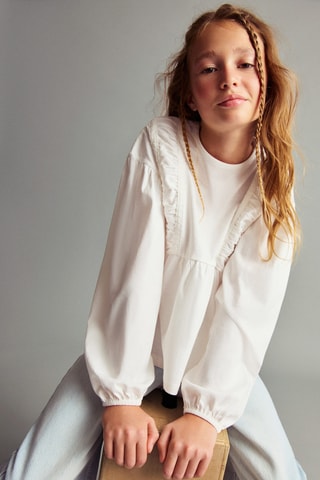 T-shirt détails froncés - Blanc