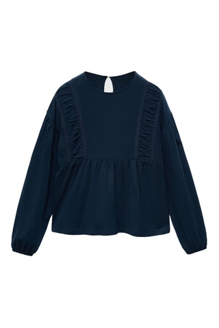 T-shirt détails froncés - Bleu marine