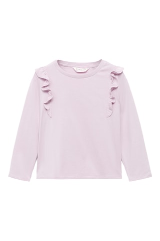 T-shirt en coton à volants - Marron clair