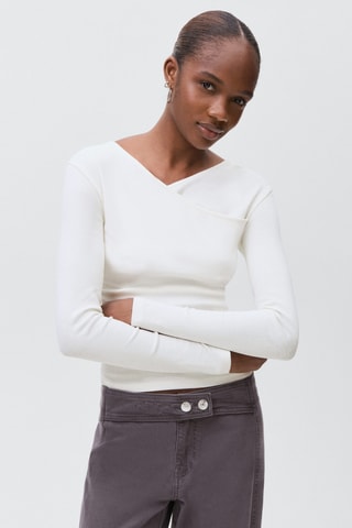 T-shirt froncé coton - Blanc