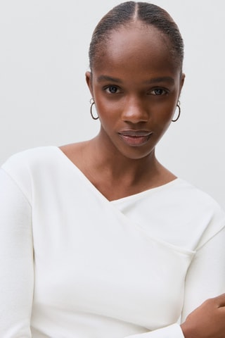 T-shirt froncé coton - Blanc