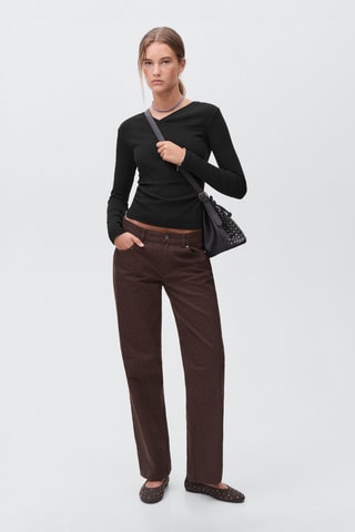 T-shirt froncé coton - Noir