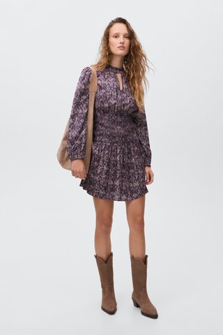 Robe fluide imprimée - Marron