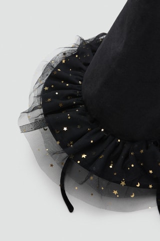 Chapeau de sorcière en tulle avec étoiles - Noir