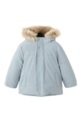 Anorak à capuche imitation fourrure - Vert clair
