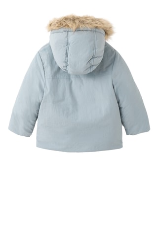 Anorak à capuche imitation fourrure - Vert clair