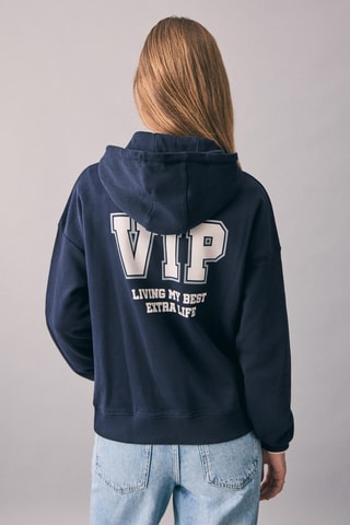 Sweat brillant imprimé - Bleu marine