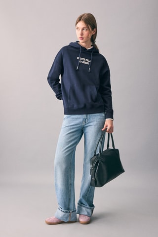 Sweat brillant imprimé - Bleu marine