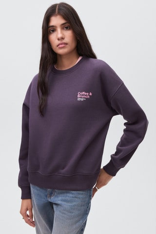 Sweat-shirt coton imprimé - Marron