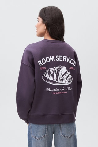 Sweat-shirt coton imprimé - Marron