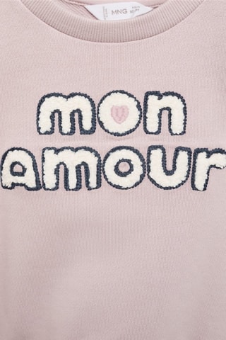 Sweat-shirt coton à message en relief - Rose