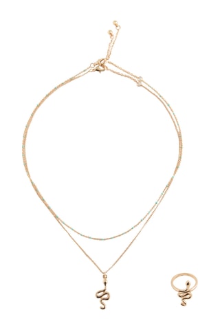 Lot collier et bague serpent