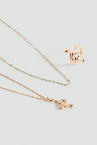 Lot collier et bague serpent