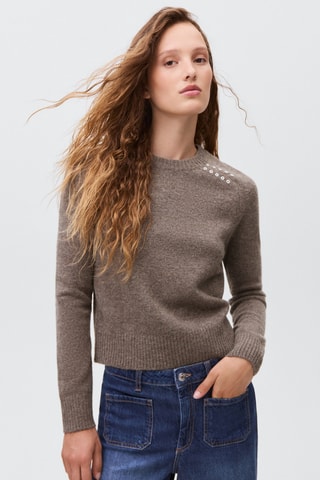 Pull-over maille clouté - Marron