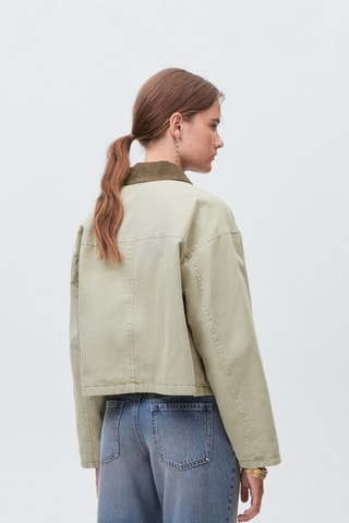 Blouson en jean col contrastant - Vert