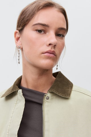 Blouson en jean col contrastant - Vert
