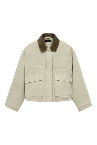 Blouson en jean col contrastant - Vert
