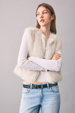 Gilet imitation fourrure - Beige