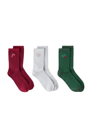 Lot 3 paires de chaussettes de Noël - Rouge