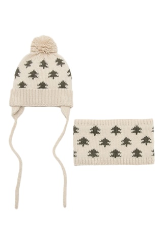 Écharpe en maille brodée - Beige