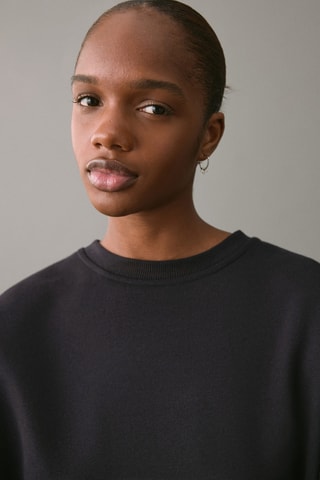 Sweat-shirt franges coton - Noir