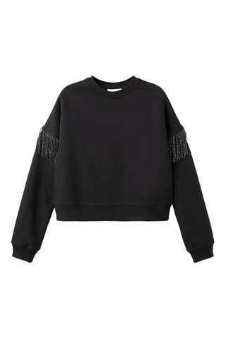 Sweat-shirt franges coton - Noir