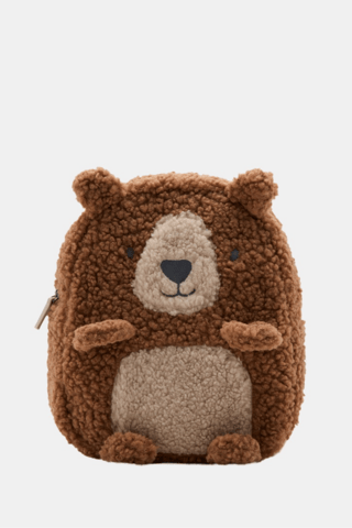 Sac à dos ourson effet peau de mouton - Marron