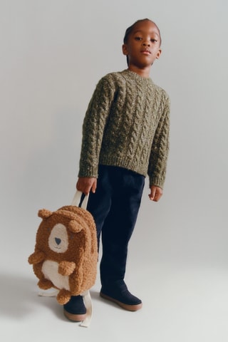Sac à dos ourson effet peau de mouton - Marron